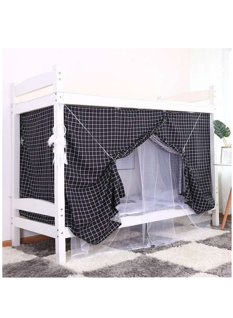 ستارة الطابق السفلي بتصميم مربعات سوداء من مزيج القطن - Image 1