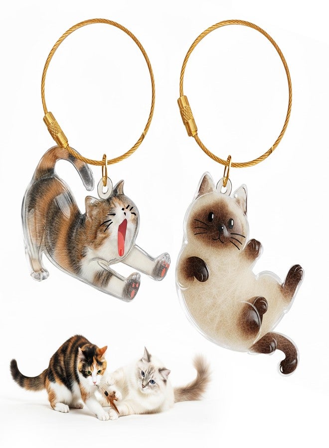 OGNWFUNK 2Pcs Cat Hair Keepsake Bottles, Pet Hair Keychain for Collecting Hair, Furever Gift for Pet Lovers, Cat Keychain Memory Keepsake - Image 2