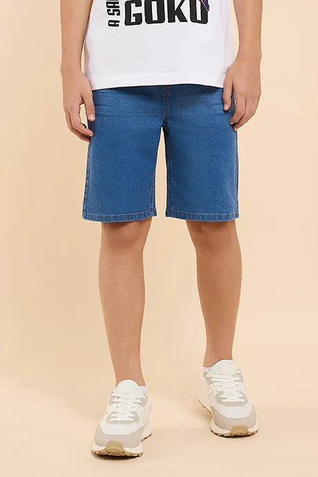 R&B Washed Denim Shorts with Drawstring Waist