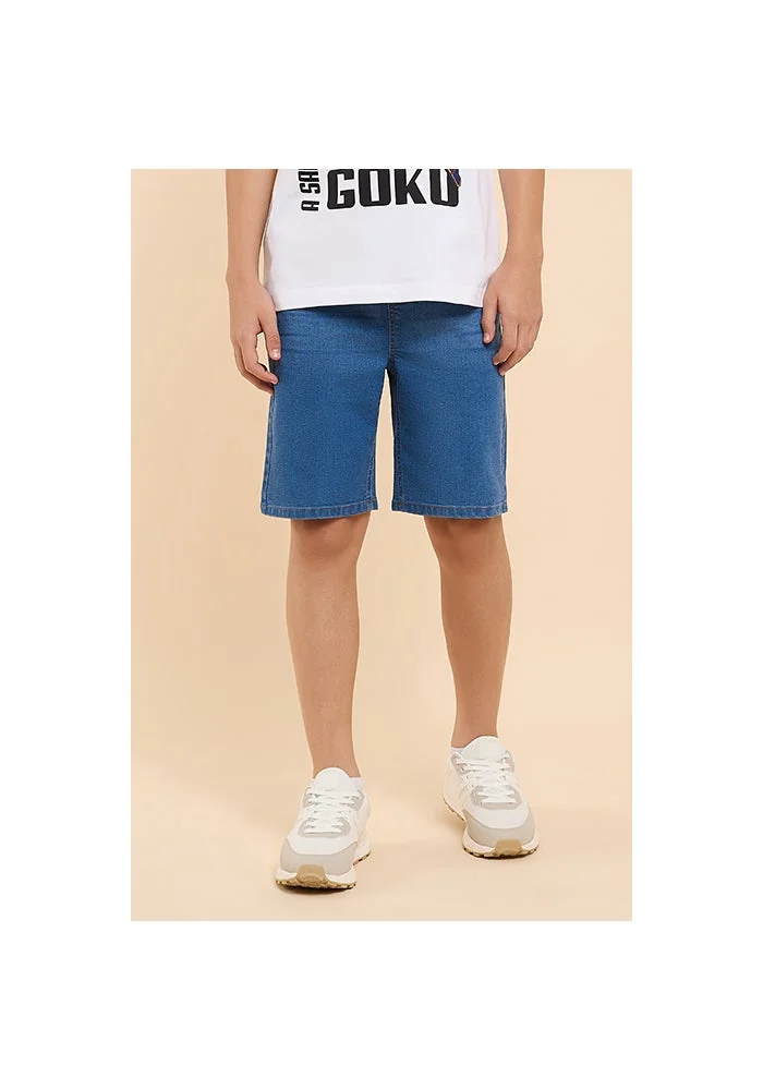 أر أند بي Washed Denim Shorts with Drawstring Waist