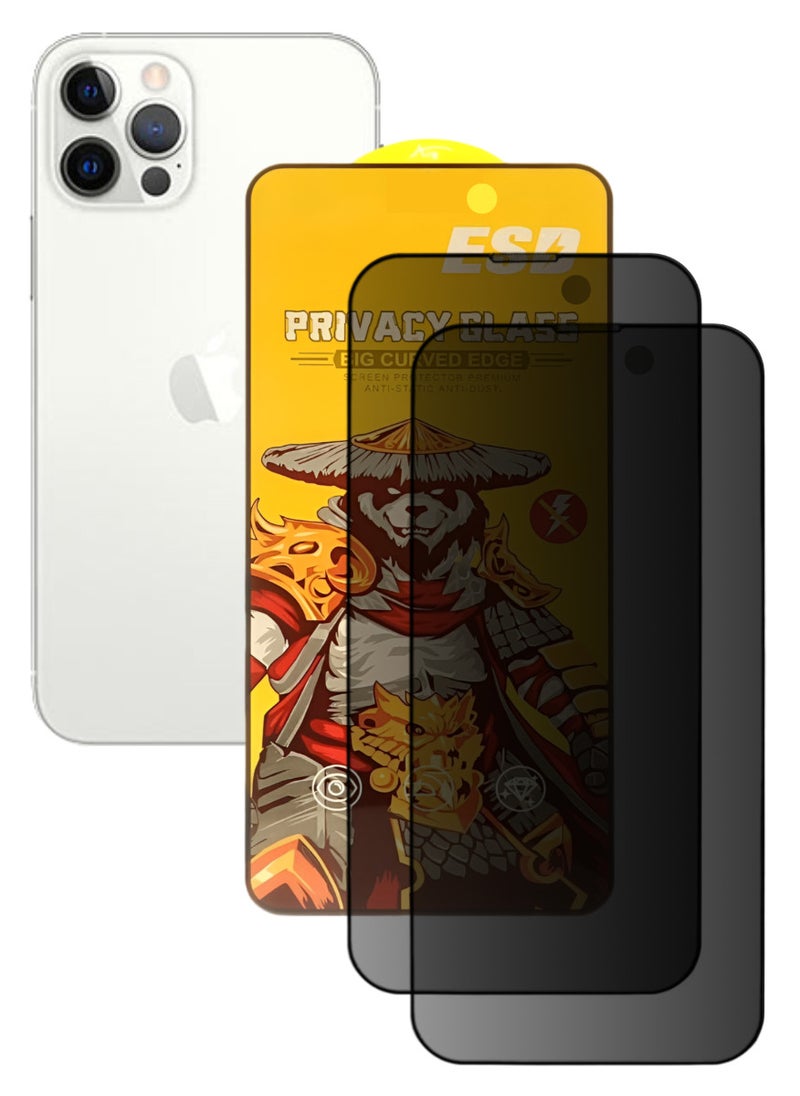 ESD 2 Pieces Tempered Dustproof Privacy Glass Screen Protector Compatible For iPhone 12 Pro - Image 1