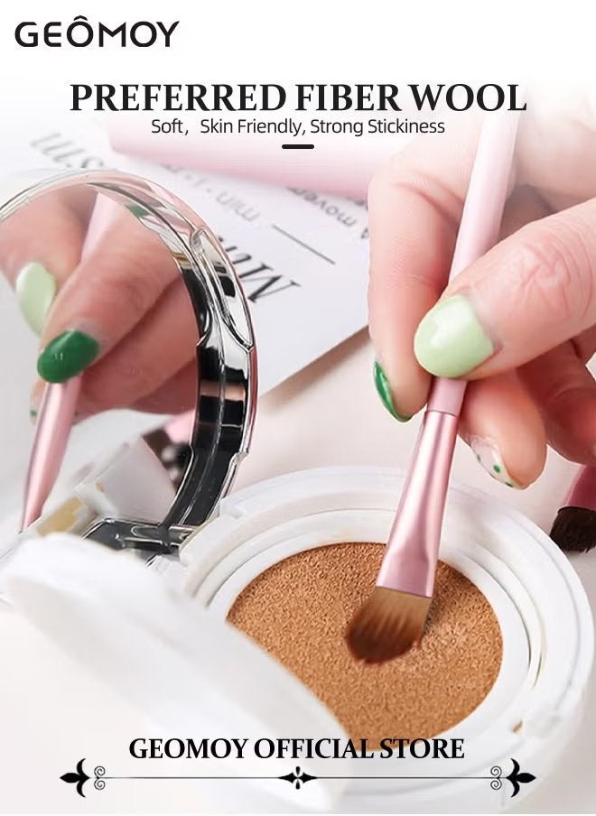 Geomoy Portable Makeup Brush Set 5pcs Face Eyeliner Blush Makeup Brush Set in One Tube To Keep Brush Cleaner with 1pc Heart Shaped Compact Stainless Steel Mirror - Image 3