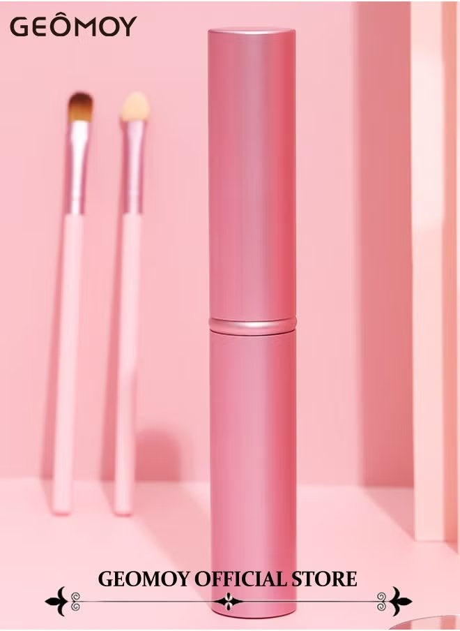 Geomoy Portable Makeup Brush Set 5pcs Face Eyeliner Blush Makeup Brush Set in One Tube To Keep Brush Cleaner with 1pc Heart Shaped Compact Stainless Steel Mirror - Image 5