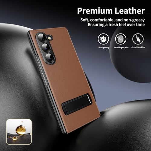 XIMAND for Samsung Galaxy Z Fold 7 Magnetic Flip Folding Case, Multi-Angle Bracket, High Classy Luxurious Business Leather, Full Body Hinge Protective Slim Cover. - Image 4
