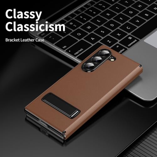 XIMAND for Samsung Galaxy Z Fold 7 Magnetic Flip Folding Case, Multi-Angle Bracket, High Classy Luxurious Business Leather, Full Body Hinge Protective Slim Cover. - Image 5