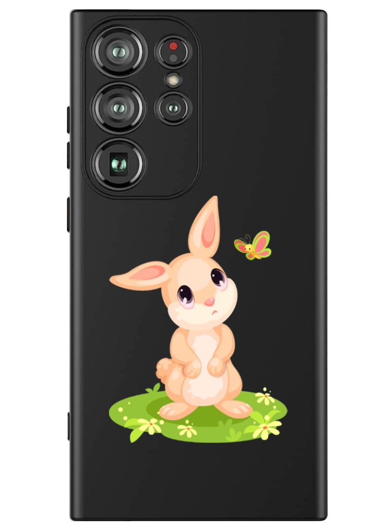 Theodor Protective Slim Fit Case Liquid Silicone Cover with Full Body Protection Anti-Scratch Shockproof Case For Samsung Galaxy S24 Ultra (Black) - sad rabbit - Image 1