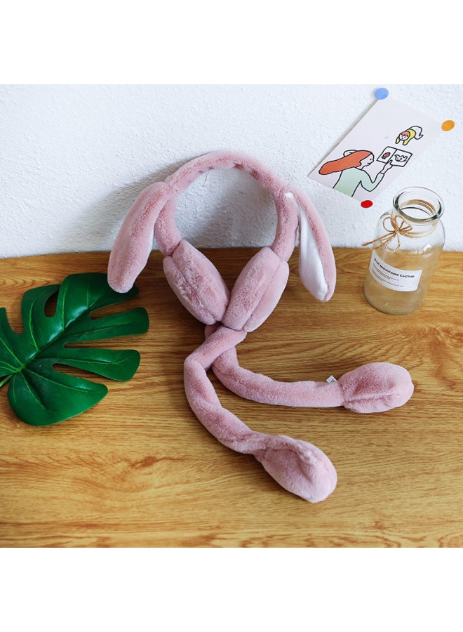2019 Internet Celebrity Earmuffs Warm Cute Moving Ears Beautiful Cute Plush Earmuffs Winter Warm Earmuffs Manufacturers-Color:Leather Powder - Image 1