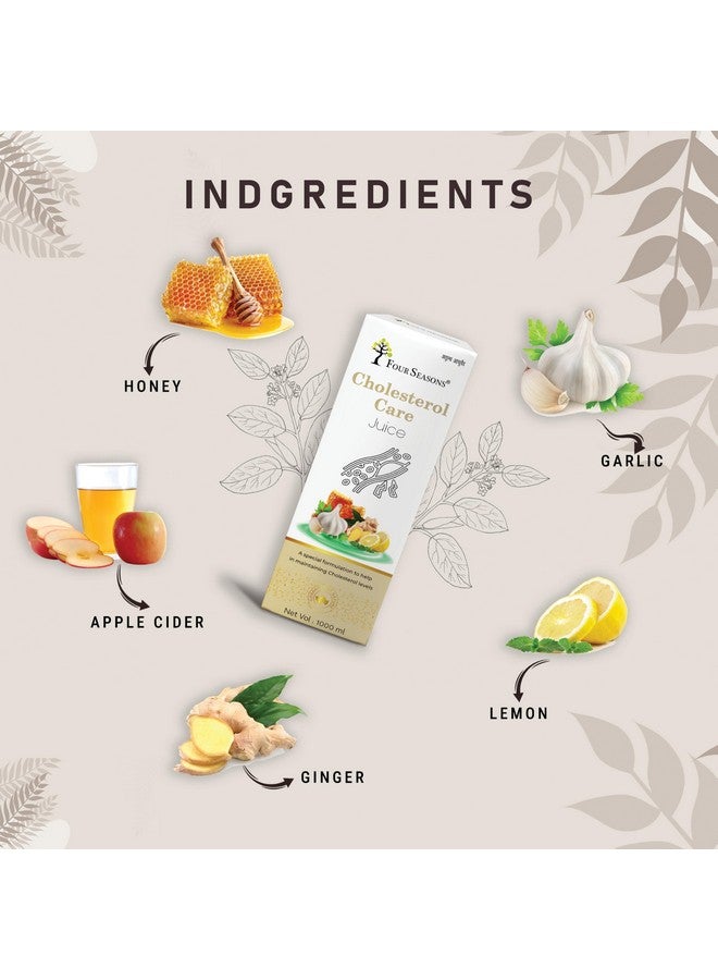 Four Seasons Cholesterol Care Juice 1000Ml | Ayurvedic Heart Health Formula with Apple Cider, Honey, Garlic, Lemon & Ginger | BP Care | Boost Metabolism - No Added Sugar - Image 2
