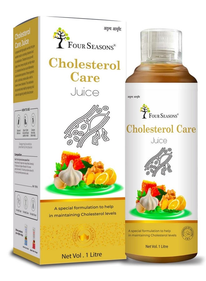 Four Seasons Cholesterol Care Juice 1000Ml | Ayurvedic Heart Health Formula with Apple Cider, Honey, Garlic, Lemon & Ginger | BP Care | Boost Metabolism - No Added Sugar - Image 1