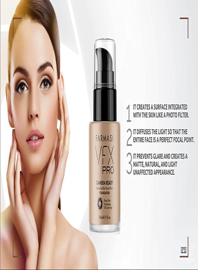 FARMASi Vfx Pro Foundation, Full Coverage Liquid Cream, Lightweight Long Lasting Coverage, Breathable Skin Moisturizer with Color True Matte Blending, Face Makeup, 1 fl. oz / 30 ml - NATURAL BEIGE N12 - Image 4