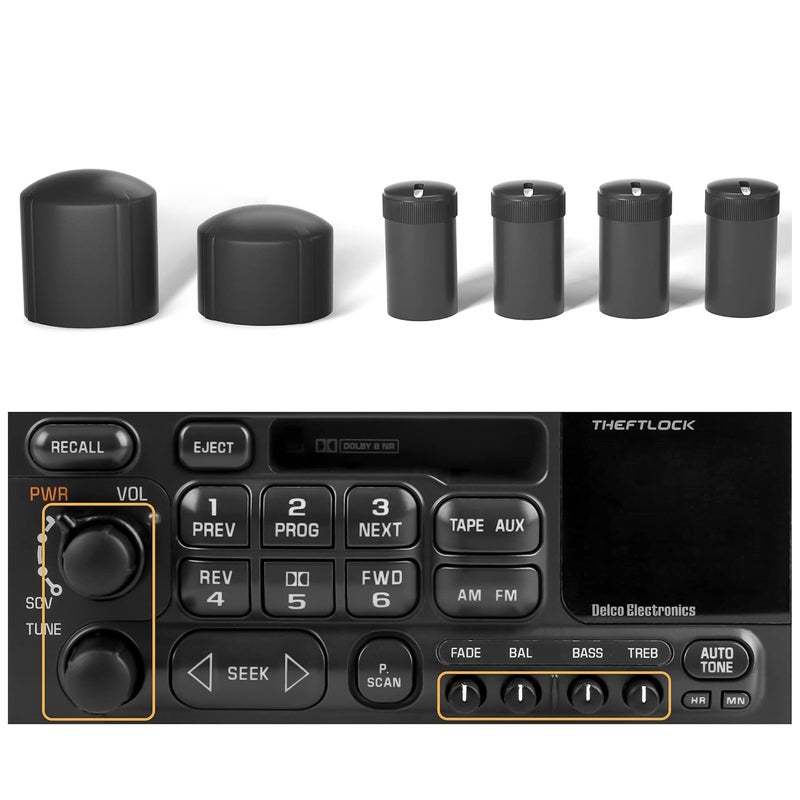 BASIKER Stereo Radio Knob Set 6 PCS for Select GM Vehicles - Image 1