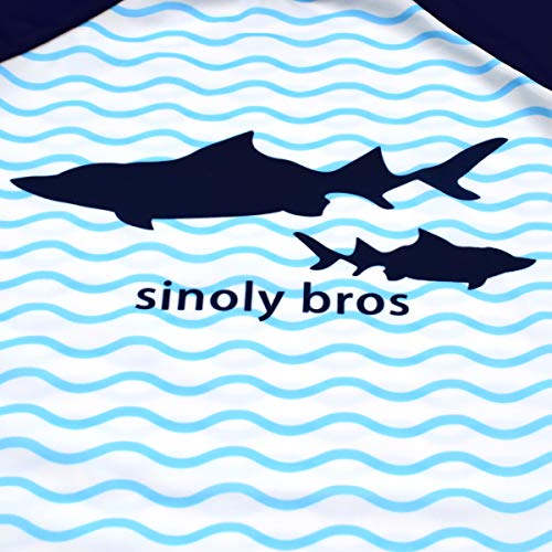 SINOLY Boys Two Piece Rash Guard Swimsuits Kids Long Sleeve Sunsuit Swimwear Sets 7T - Image 3