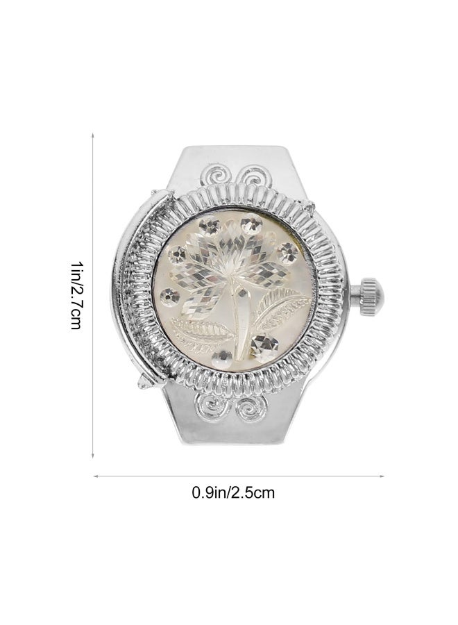 Vintage Finger Ring Watches Zinc Alloy Round Ring Watch Decorative Diamond Watch for Men Women (White Flip Open Watch) - 1Piece  - Image 2