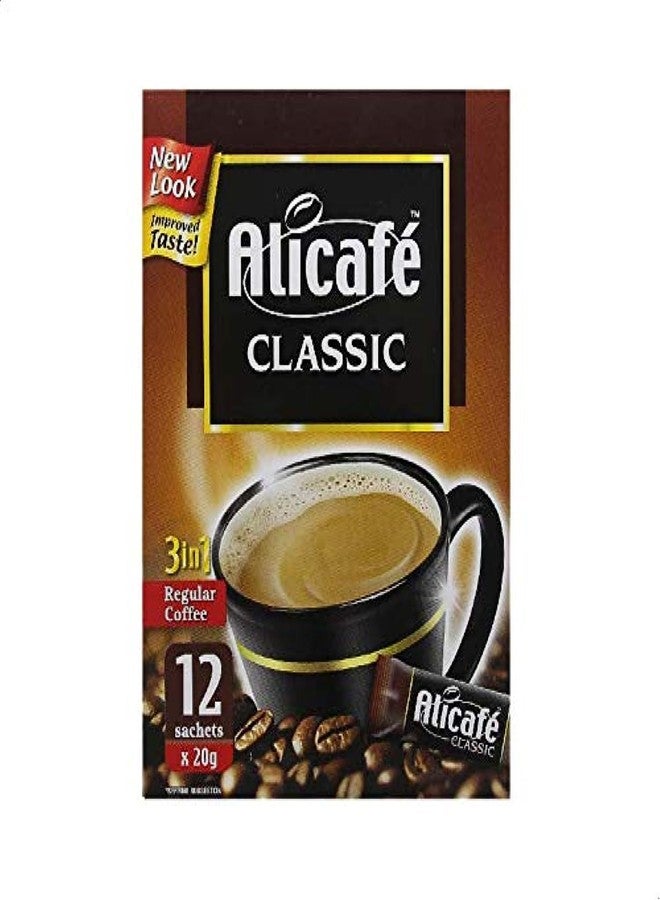 Alicafe Classic 3-in-1 Instant Coffee 240 grams (12 Sachets, 20 grams Each) - Rich Aroma, Convenient Premix Blend, Medium Roast - Image 1