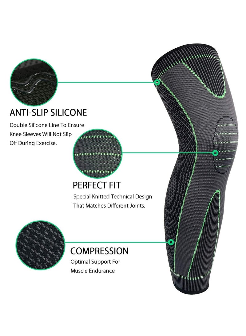 الحياة اليومية أكمام طويلة ضاغطة للركبة، مناسبة للرجال والنساء، ورياضة كرة السلة، والتهاب المفاصل، وركوب الدراجات - مقاس كبير - Image 2