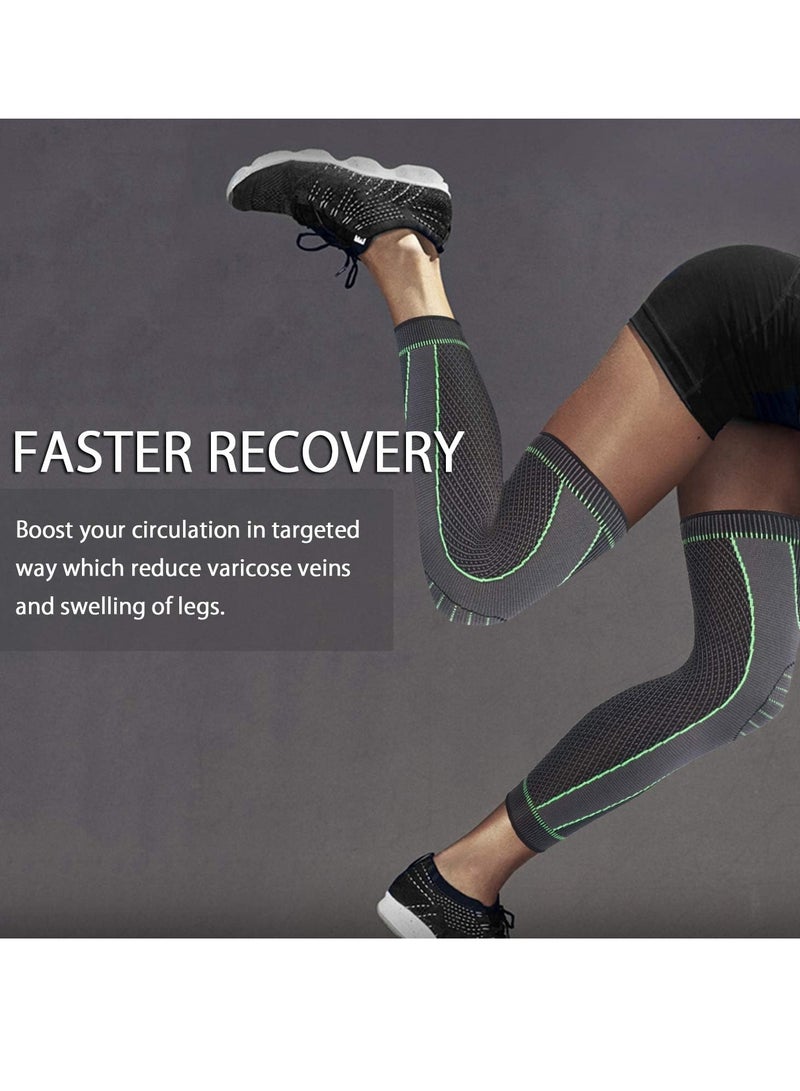 الحياة اليومية أكمام طويلة ضاغطة للركبة، مناسبة للرجال والنساء، ورياضة كرة السلة، والتهاب المفاصل، وركوب الدراجات - مقاس كبير - Image 4