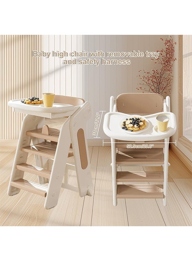 بيوينتي كرسي عالي للطفل ، 3 في 1 كرسي عالي ، مقاعد خطوة للأطفال القابلة للتحويل ، كرسي طعام الطفل ، كرسي الطفل الصغير مع تسخير السلامة وصانية قابلة للإزالة للأطفال والأطفال الصغار - Image 2