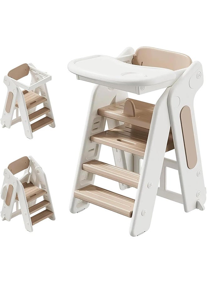 بيوينتي كرسي عالي للطفل ، 3 في 1 كرسي عالي ، مقاعد خطوة للأطفال القابلة للتحويل ، كرسي طعام الطفل ، كرسي الطفل الصغير مع تسخير السلامة وصانية قابلة للإزالة للأطفال والأطفال الصغار - Image 1