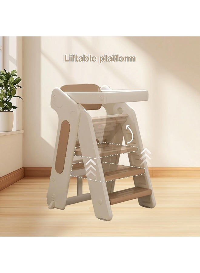 بيوينتي كرسي عالي للطفل ، 3 في 1 كرسي عالي ، مقاعد خطوة للأطفال القابلة للتحويل ، كرسي طعام الطفل ، كرسي الطفل الصغير مع تسخير السلامة وصانية قابلة للإزالة للأطفال والأطفال الصغار - Image 3