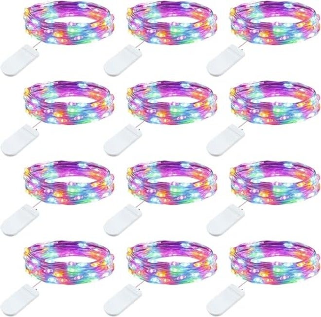 Brightown 24 Pack Fairy Lights Battery Operated Warm White LED String Lights, 7ft Flexible Copper Wire, Waterproof IP65, for Home Decor, Weddings, DIY Crafts