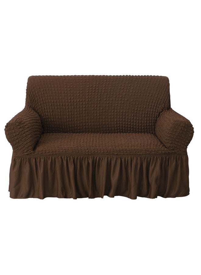 هاوس أوف كويرك أغطية أريكة من House of Quirk Turkish Bubble Frill 280 GSM، متينة وقابلة للغسل، عالمية، ثلاثية المقاعد، عالية المرونة، واقية للأثاث (قهوة، 185-230 سم) - Image 3