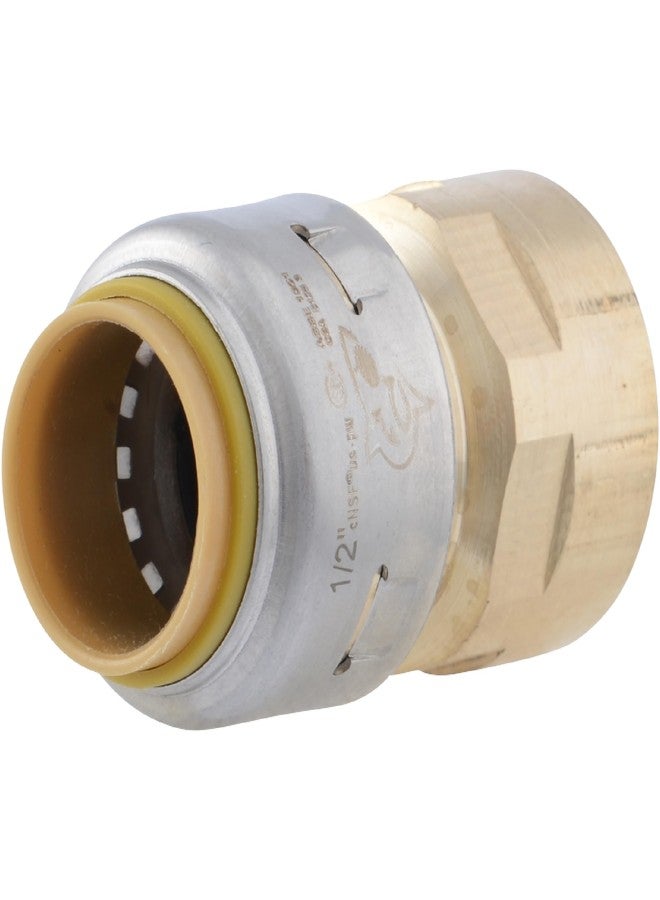 شارك بايت محول SharkBite Max مقاس 1/2 × 1/2 بوصة FNPT، وصلة سباكة نحاسية سهلة التوصيل، أنابيب PEX، نحاس، CPVC، PE-RT، HDPE، UR072A - Image 1