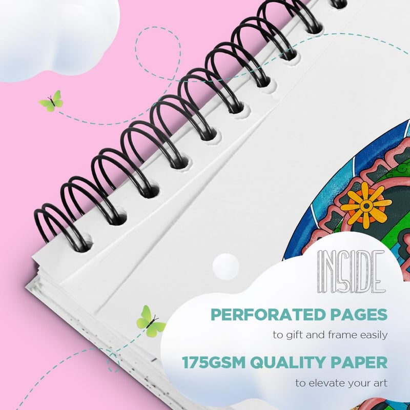 ColorIt Mandalas Volume VII Spiral Bound Adult Coloring Book with 50 Mandala Patterns for Relaxation and Stress Relief - Includes Perforated Pages, Thick Paper, Hardback Covers, and Blotter Page - Image 5