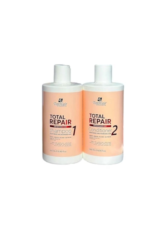 Hair shampoo and conditioner with argan oil, keratin and collagen 500 ml