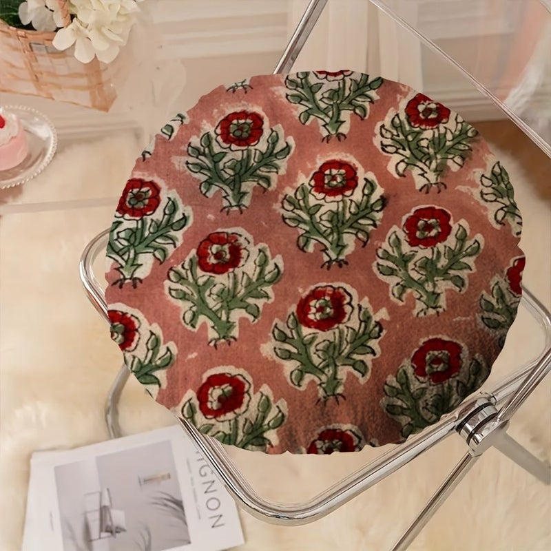 Indian Anokhi Hand Block Print 16x16 Inch Round Pillow Insert Double Sided Soft Microfiber Cover - Image 5