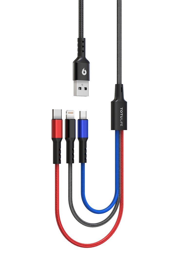 Totulife NYLO Series Cable 3in1 3.0A 1.2M - Tri - Image 3