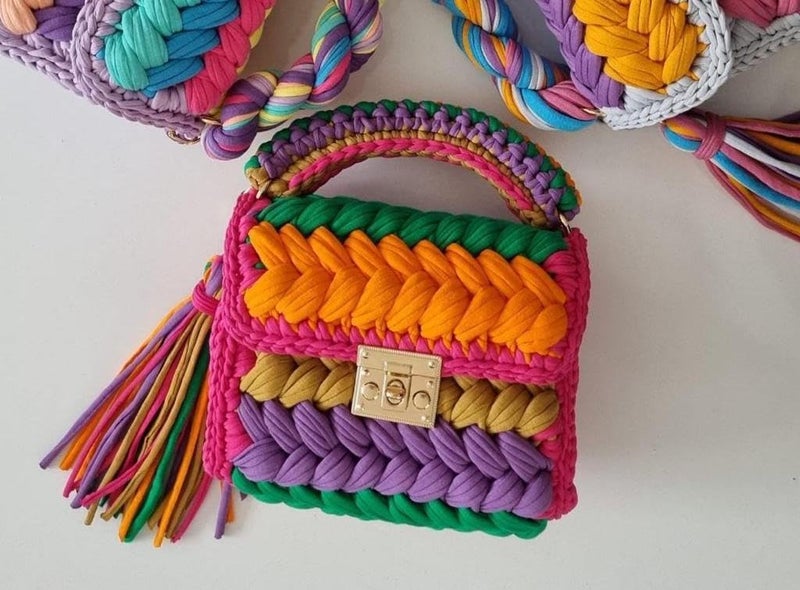 CHQEL Evening Clutch Bag for Women, Handmade Crochet Wedding Party Purse, Small Flap Formal Crossbody Handbag Evening Clutch (MULTI color) - Image 5