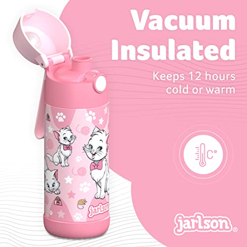 Jarlson® Kids Water Bottle MALI [12OZ] - No Straw Stainless Steel Thermo Bottle - Insulated Waterbottle Leak Proof for School & Sports - Thermo Tumbler for Boys & Girls (Cat) - Image 2