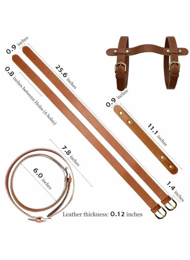 PortableAnd Genuine Leather, Outdoor Picnic Blanket Carry Strap for Camping, Festivals, Picnics, Motorcycle Bedroll Straps (Natural Brown) - Image 5