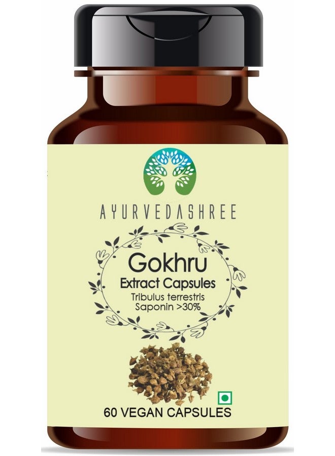 AYURVEDASHREE Gokhru Extract 500mg - 60 Vegetarian Capsules|Tribulus Terrestris| All Natural | 100% Vegan | Gluten-Free | GMP Certified - Image 1