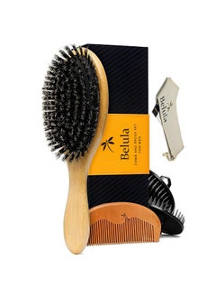 Soft Bristle Brush Set For Men - Hairbrush For Thin, Normal And Short Hair, Wooden Comb, 2 Palm Brushes & Travel Bag Included - pzsku/Z013DF2F07F581B22728DZ/45/_/1734182861/c24ac902-43c2-4dc9-a340-d17079142f0c