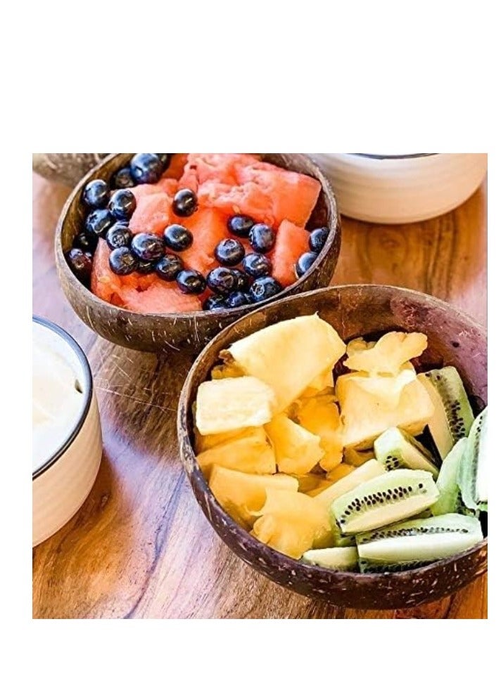 الواحة-TH مجموعة واحدة مع ملعقة وعاء جوز الهند الطبيعي المصنوع يدويًا لتناول الطعام والتقديم بطريقة صديقة للبيئة - Image 5