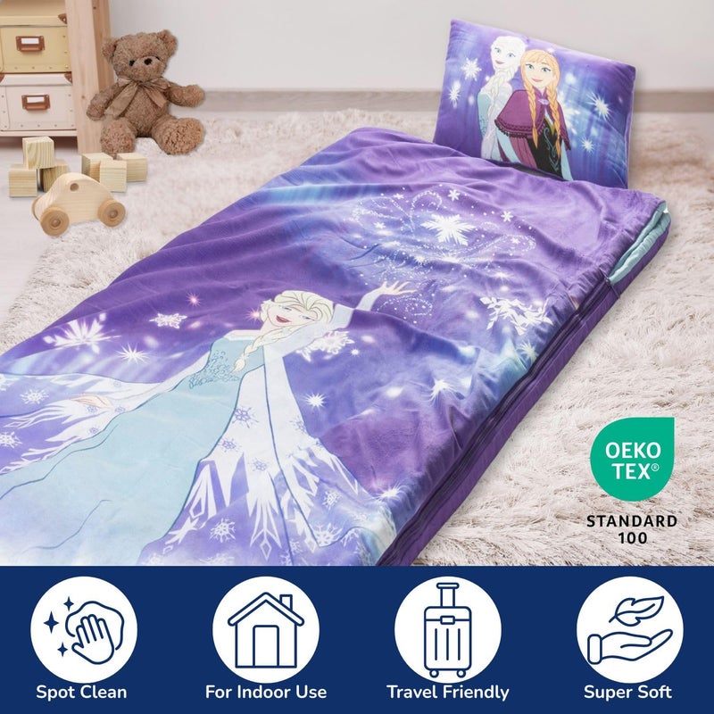 Jay Franco Kids Slumber Bag and Pillow - 54 x 27 Inch Comfy Indoor Sleeping Bag for School and Sleepovers  2 Piece Set  Purple - Frozen - Image 3