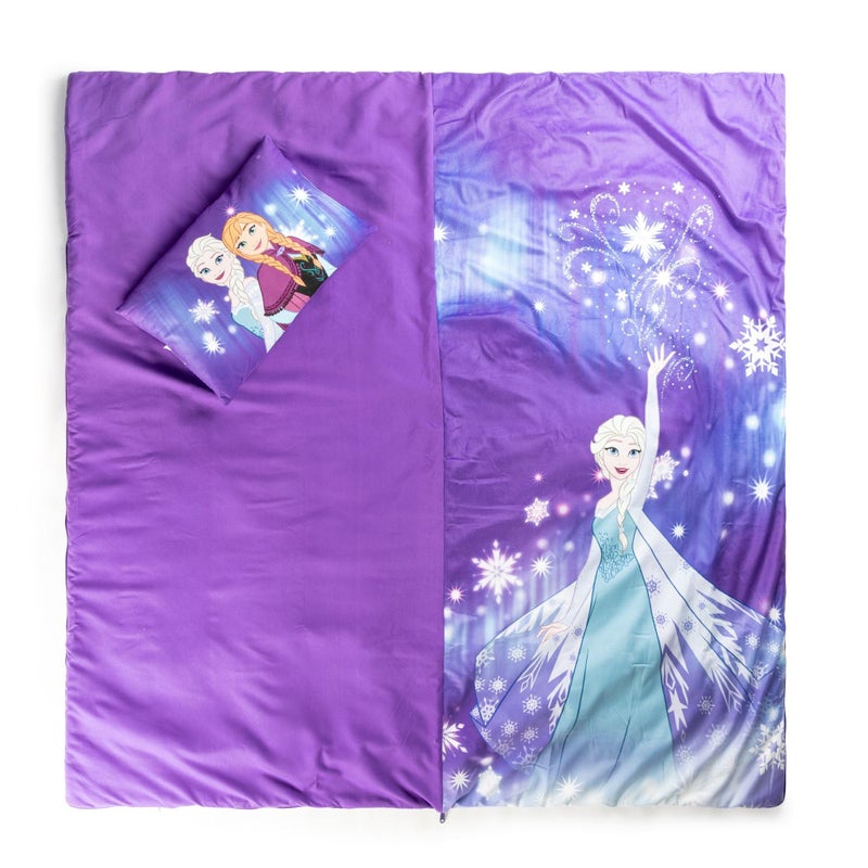 Jay Franco Kids Slumber Bag and Pillow - 54 x 27 Inch Comfy Indoor Sleeping Bag for School and Sleepovers  2 Piece Set  Purple - Frozen - Image 4