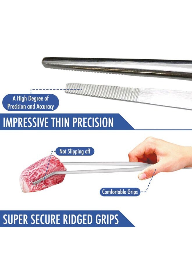 COMFECTO FYBREX Stainless Steel Tweezers Curved Tips, All Purpose Forceps Tongs for Planting Aquarium Crafting Cooking, 10 Inch - Image 3