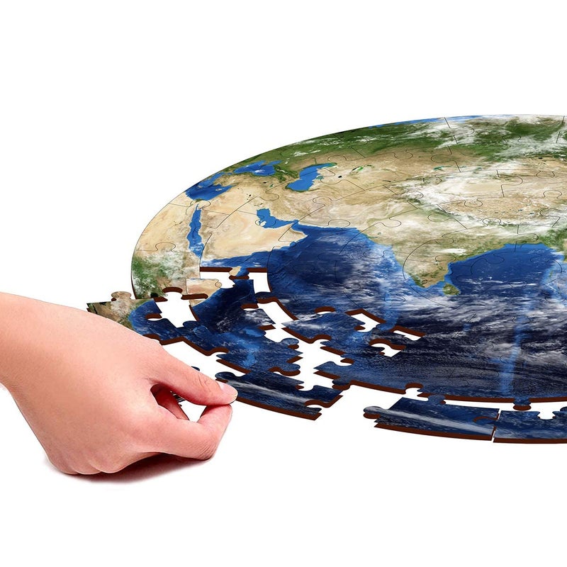 Webby Wooden Earth Jigsaw Puzzle, 60 Pcs, Multicolor - Image 3