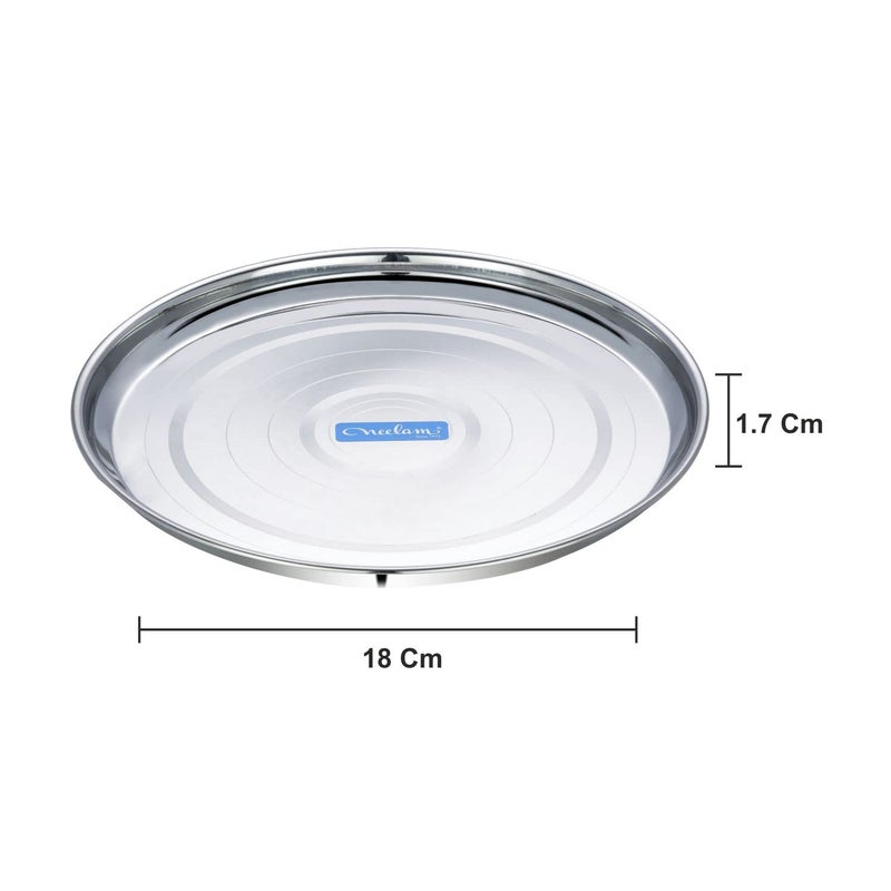 Neelam Neelam Stainless Steel 8, 22 Gauge Diamond Buffet Plate, 17.5 cm, Silver, Set of 4, Durable, Elegant Round Plates for Serving, Parties, Special Occasions, Long-Lasting, Easy to Clean & Maintain - Image 4