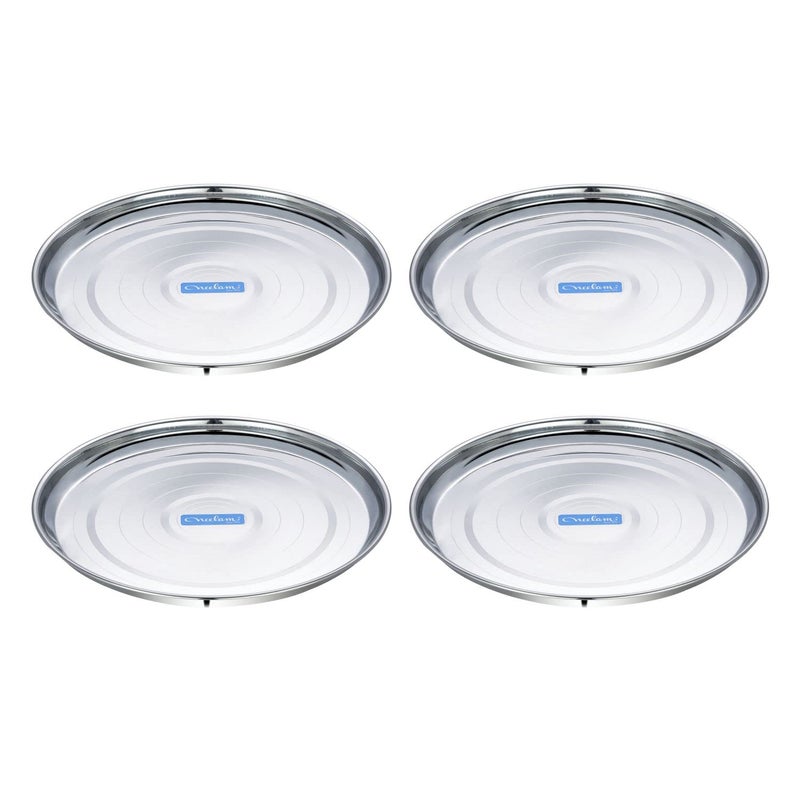 Neelam Neelam Stainless Steel 8, 22 Gauge Diamond Buffet Plate, 17.5 cm, Silver, Set of 4, Durable, Elegant Round Plates for Serving, Parties, Special Occasions, Long-Lasting, Easy to Clean & Maintain - Image 1