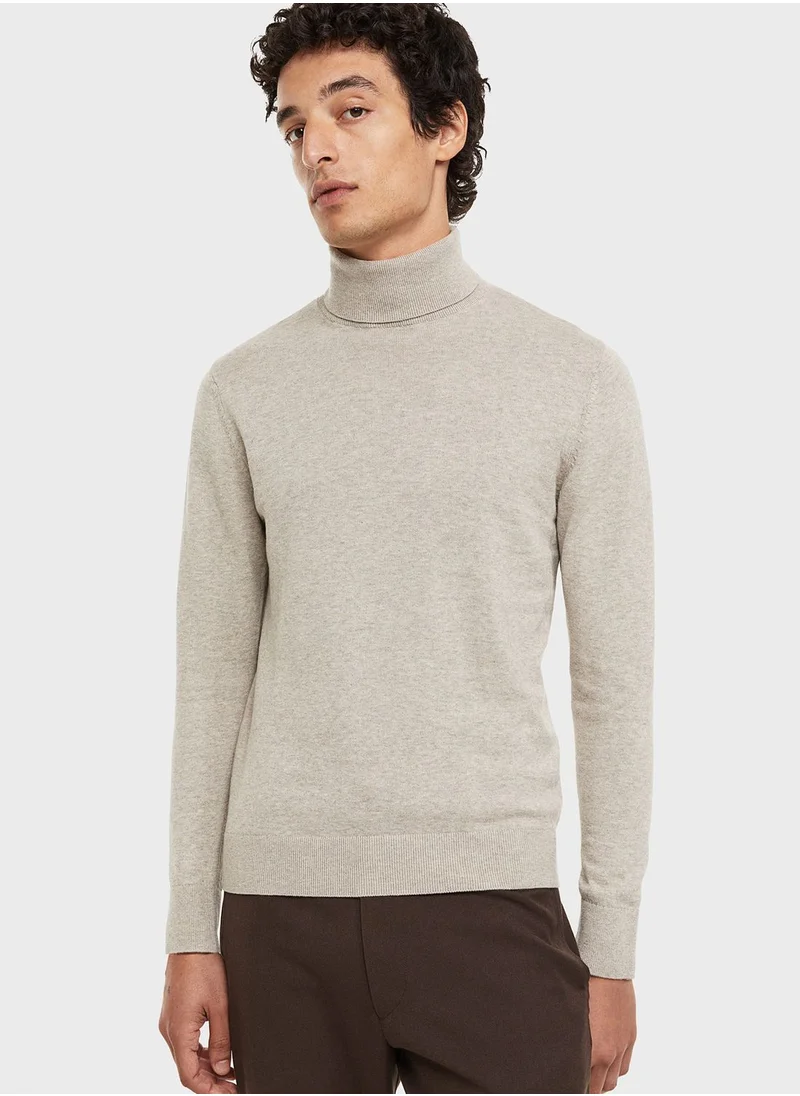 H&M Fine Knit Polo Neck Sweater