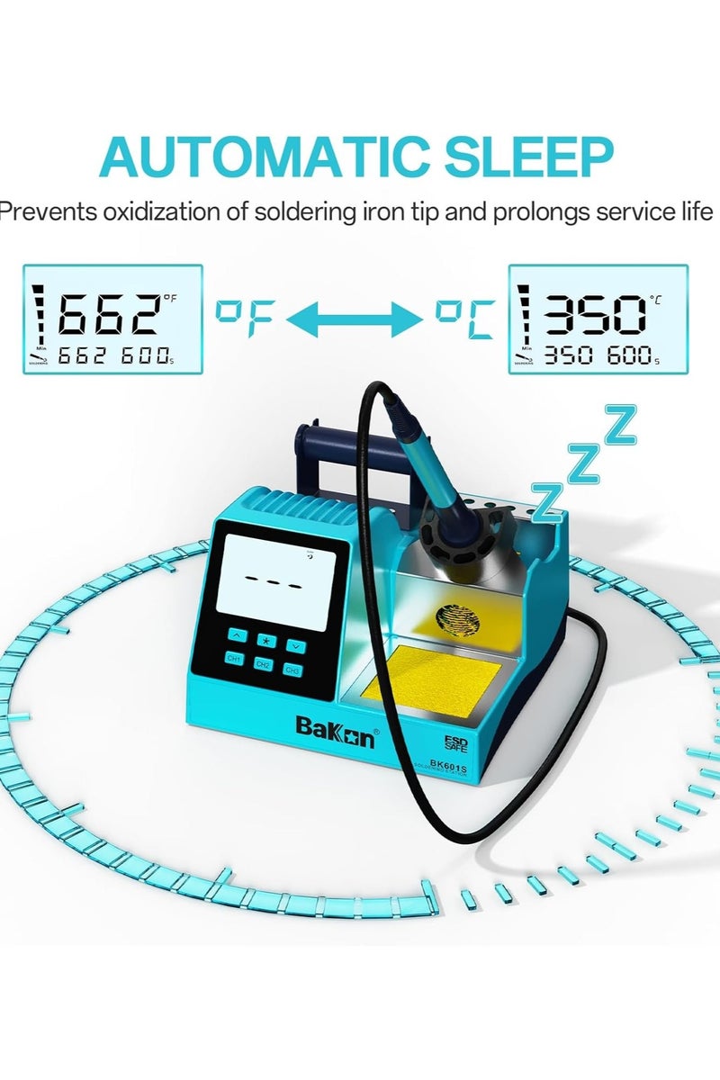 BAKON BK 601S 90W Soldering Station Kit – Electronic Rework Soldering Station with 3 Memory Channels, DIY Solder Kit, 356℉～896℉, °C/°F Conversion, Sleep Mode - Image 2