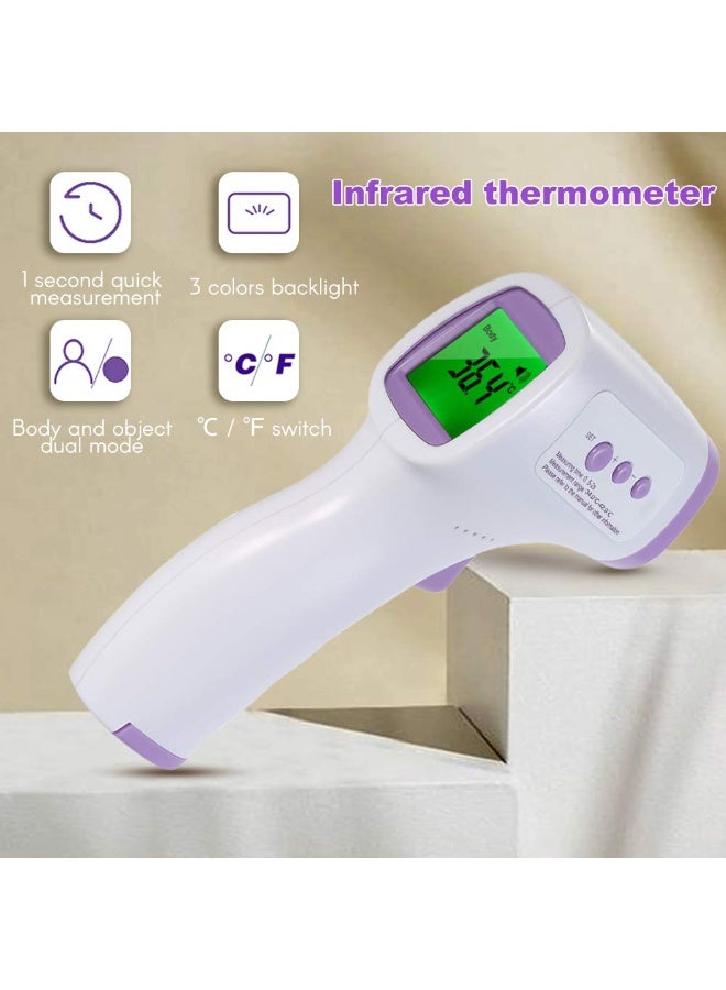 جهاز قياس الحرارة من الجبهة وجهاز قياس الأكسجين ونبض القلب – قياس غير مباشر للحرارة ونسبة الأكسجين/النبض للاستخدام المنزلي والرياضة والسفر - Image 2