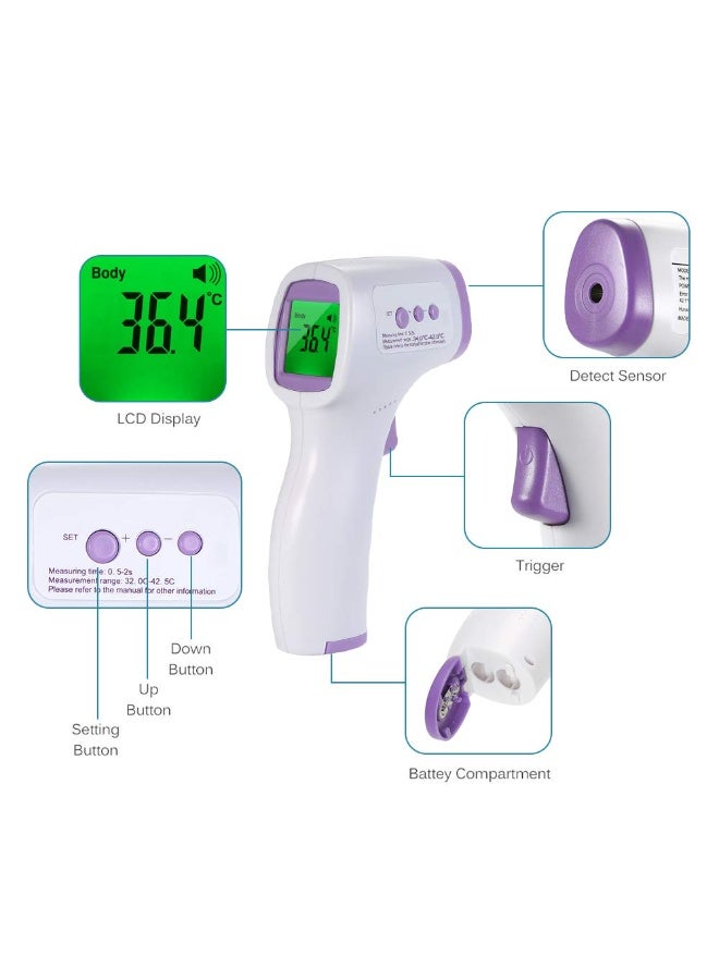 جهاز قياس الحرارة من الجبهة وجهاز قياس الأكسجين ونبض القلب – قياس غير مباشر للحرارة ونسبة الأكسجين/النبض للاستخدام المنزلي والرياضة والسفر - Image 4