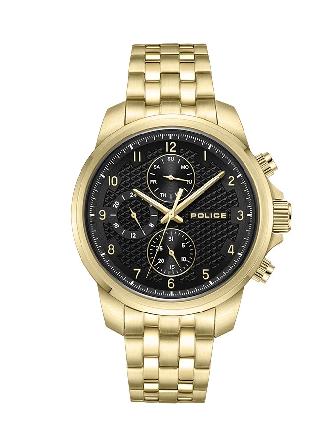 POLICE Mensor Gents Chronograph Watch With Black Dial & Gold Bracelet -PEWJK0021506