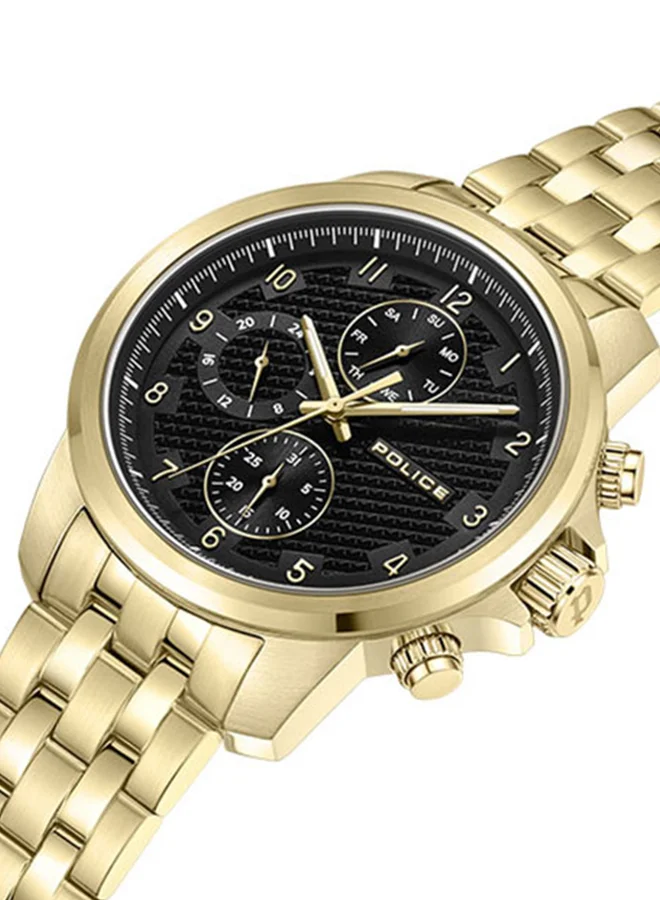 POLICE Mensor Gents Chronograph Watch With Black Dial & Gold Bracelet -PEWJK0021506