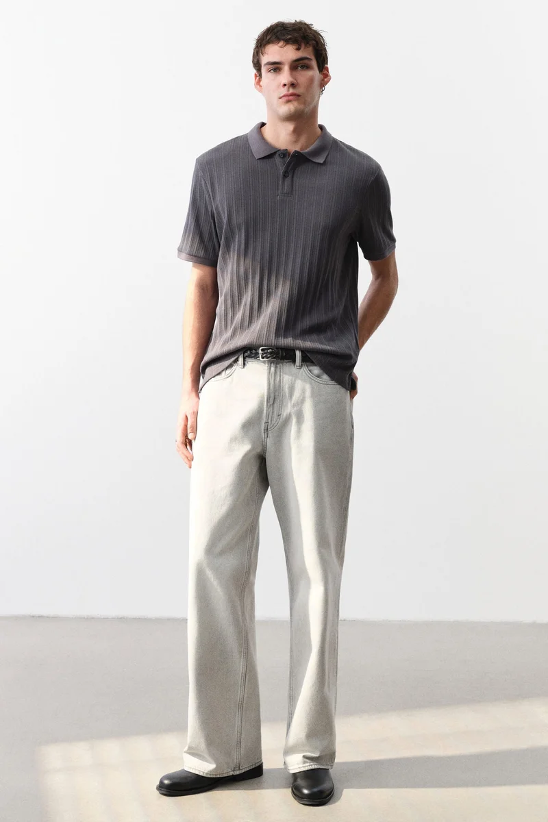 H&M Slim Fit Textured jersey polo shirt