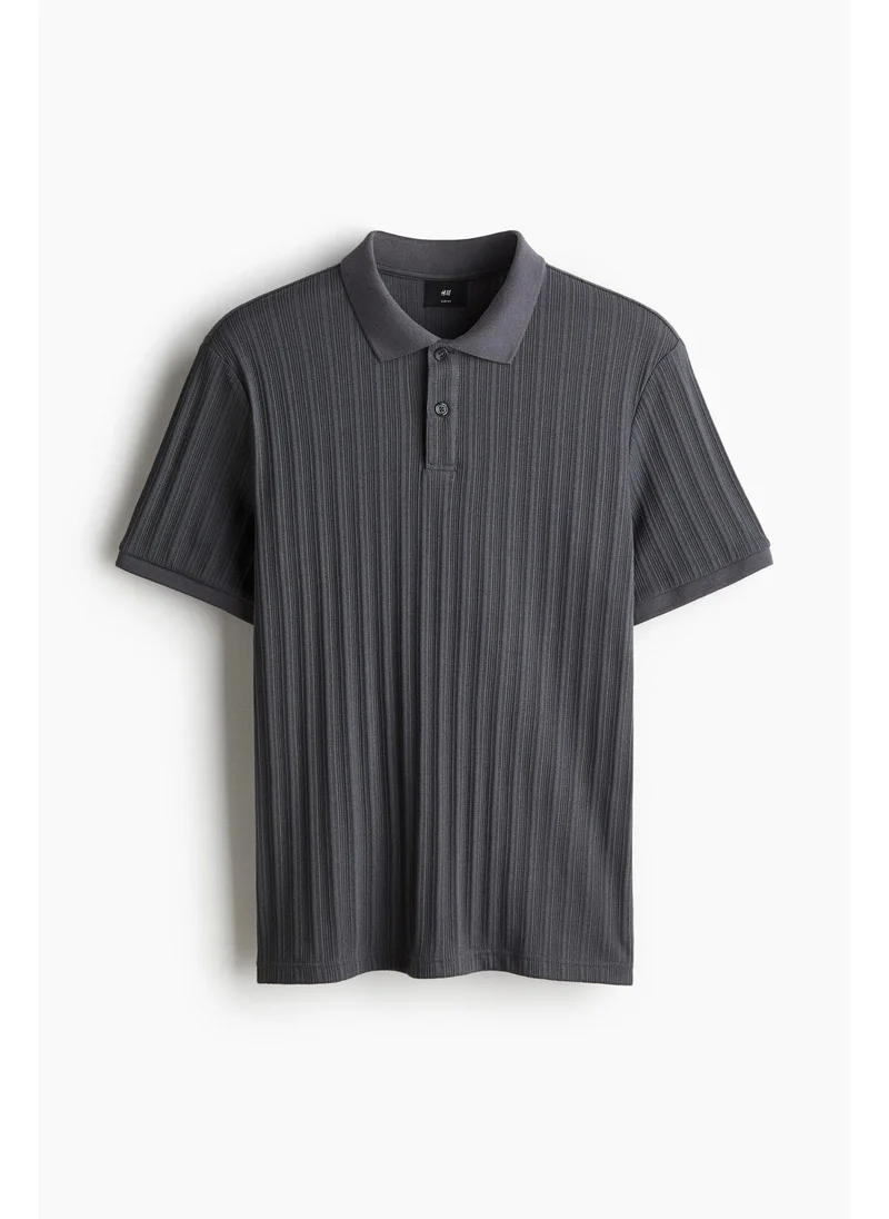 H&M Slim Fit Textured jersey polo shirt